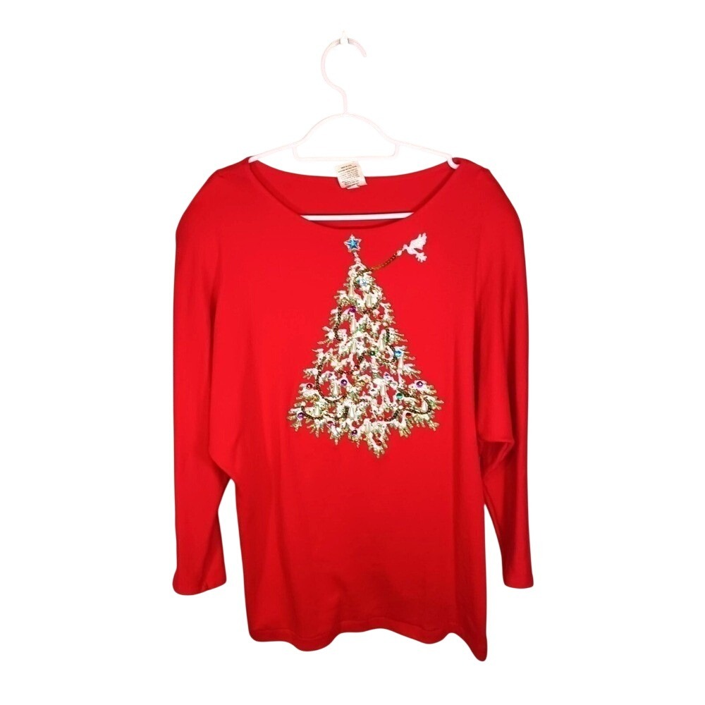Vintage Hand Painted Christmas Tree Top Laura Rogers Originals USA Womens Medium